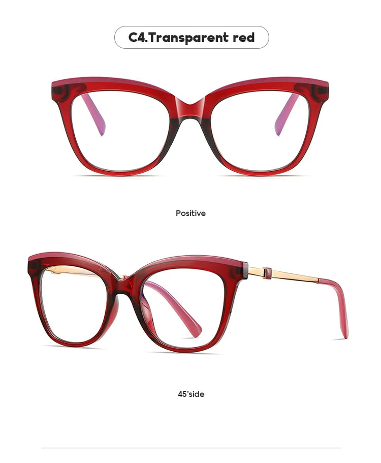 CELIN GOLD DETAIL ANTI BLUE LIGHT CAT EYE FRAME GLASSES