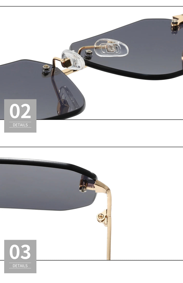 Matteo Unisex Rimless Oversized Square Sunglasses