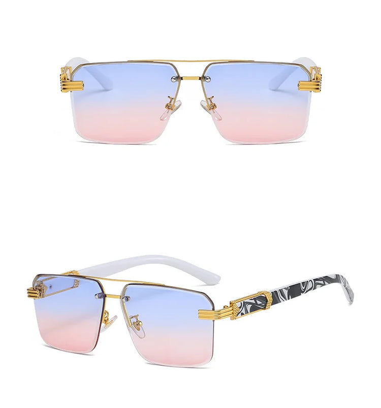 Pierre Unisex Rimless Square UV400 Sunglasses