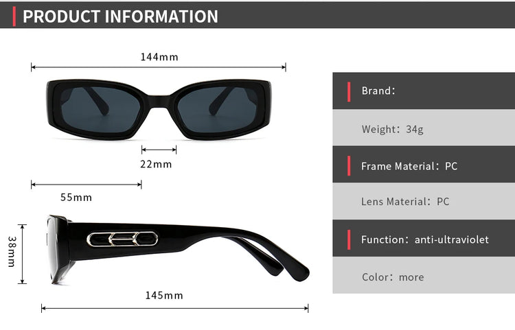 Canyon Unisex UV400 Rectangular Frame Sunglasses
