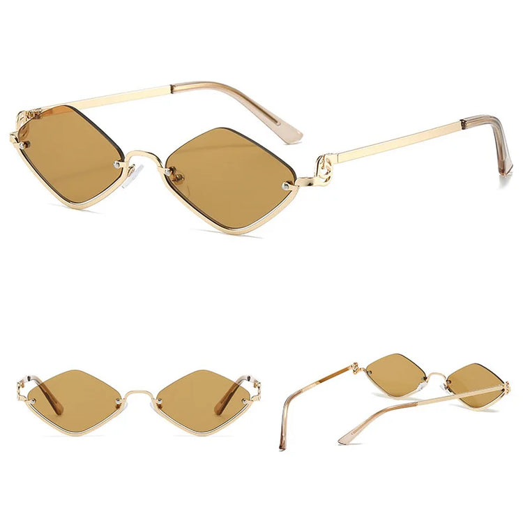 Aura Women's Small Retro Diamond Lens Sunglasses