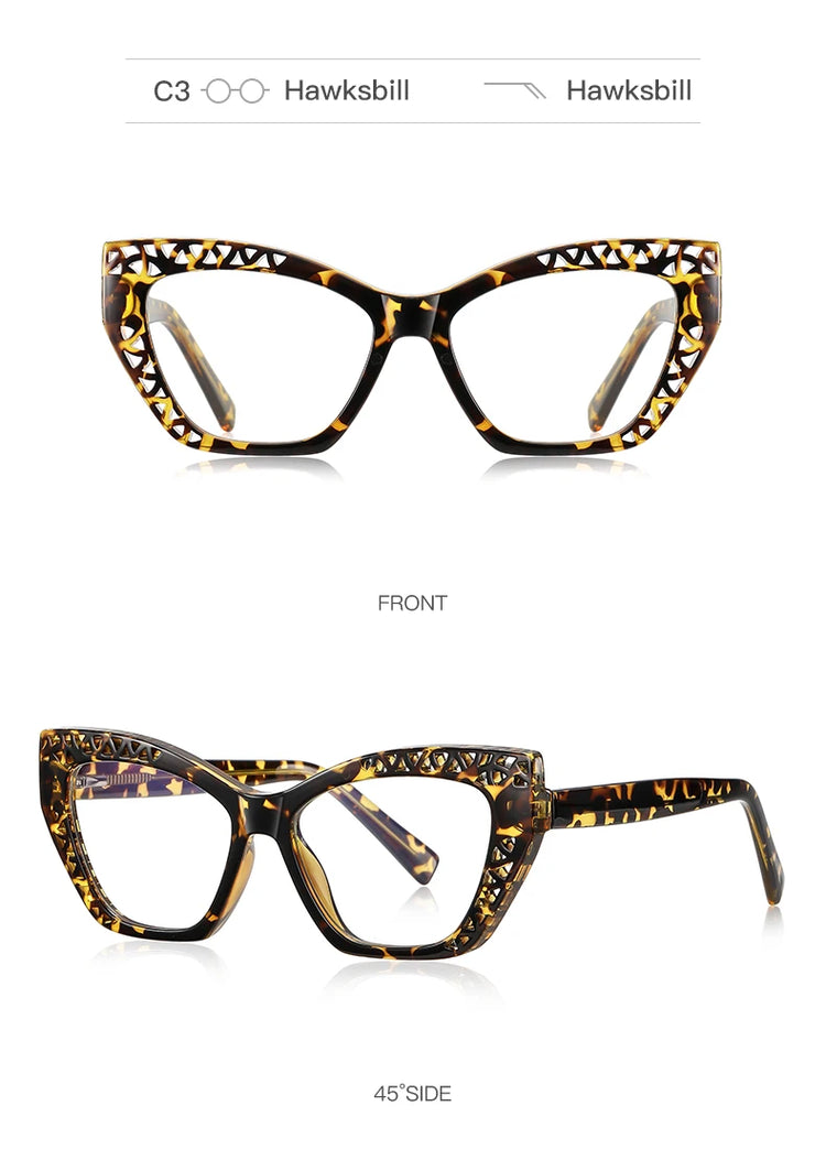 ROBYN WOMEN'S ANTI BLUE LIGHT LASER CUT DETAIL CAT EYE FRAME GLASSES
