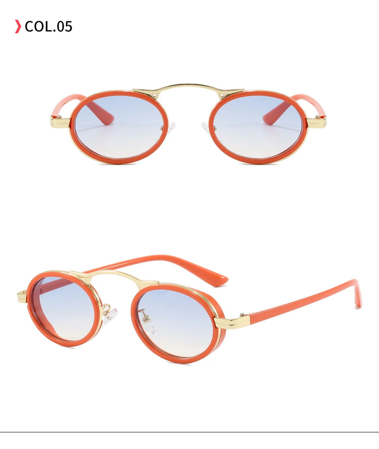 Miguel Steampunk Small Retro Oval Frame UV400 Sunglasses