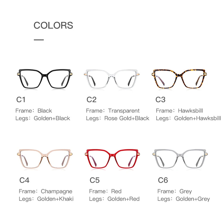 ALAINE GOLD DETAILED ANTI BLUE LIGHT CAT EYE FRAME GLASSES