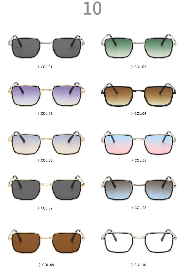 MACKENZIE UV400 UNISEX RETRO RECTANGLE METAL FRAME SUNGLASSES