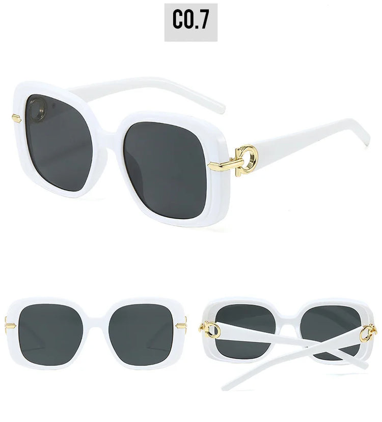 Nadia Women's Retro Oversized Gradient UV400 Square Frame Sunglasses