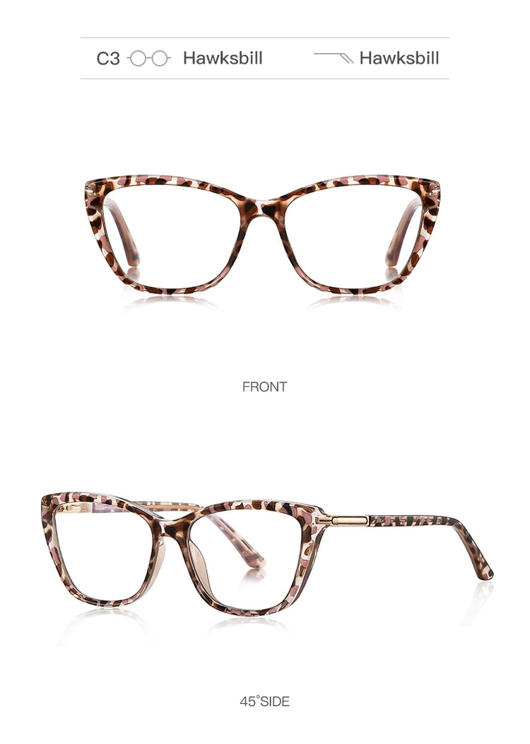 Muse Women's Transparent Anti-Blue Light Cat-Eye Glasses
