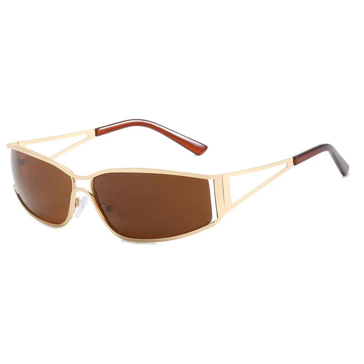 CORRIE UV400 WOMENS RECTANGULAR METAL SHIELD FRAME SUNGLASSES