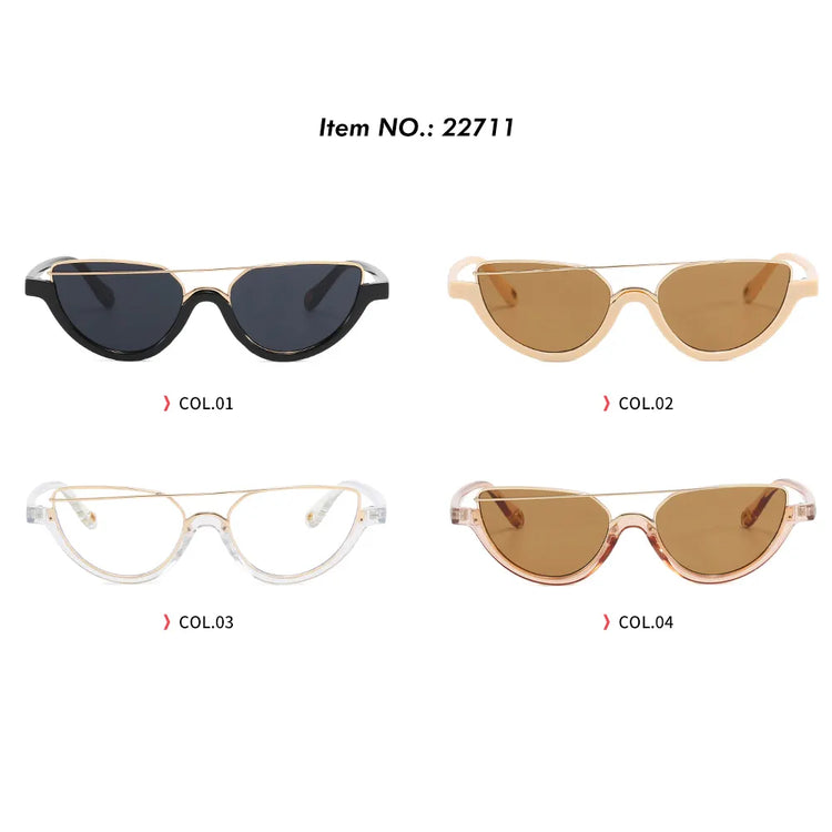 Bianca Womens UV400 Y2K Gold Detail Oval Half Frame Fashion Sunglasses