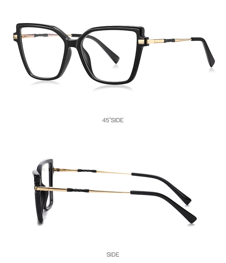 ALAINE GOLD DETAILED ANTI BLUE LIGHT CAT EYE FRAME GLASSES