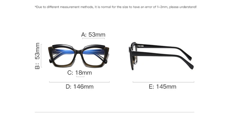 NICOLE TWO-TONE ANTI BLUE LIGHT CAT EYE FRAME GLASSES