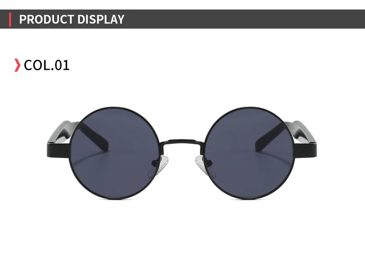 Jet Unisex Retro Round Metal Frame UV400 Sunglasses