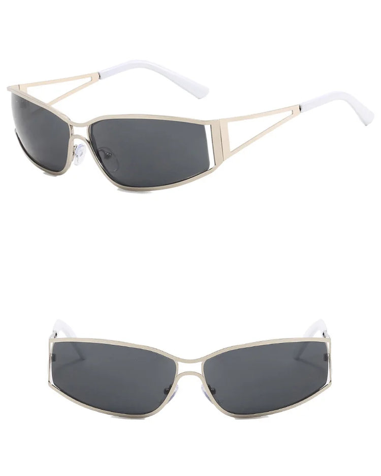 CORRIE UV400 WOMENS RECTANGULAR METAL SHIELD FRAME SUNGLASSES