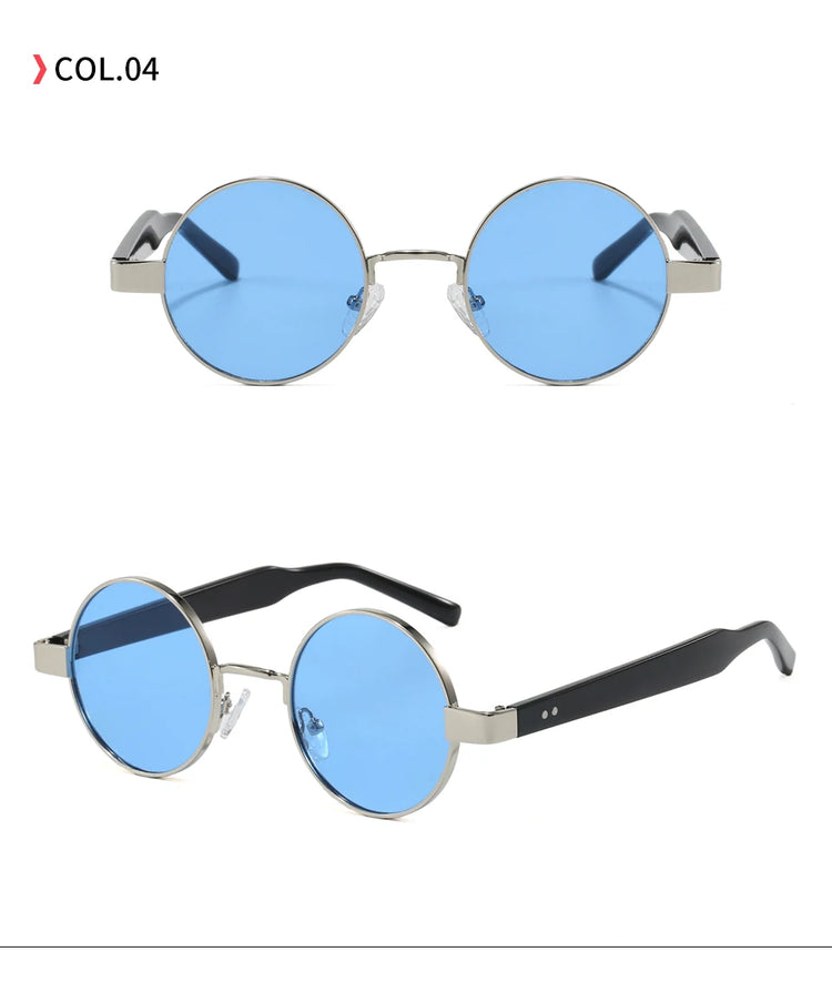 Jet Unisex Retro Round Metal Frame UV400 Sunglasses