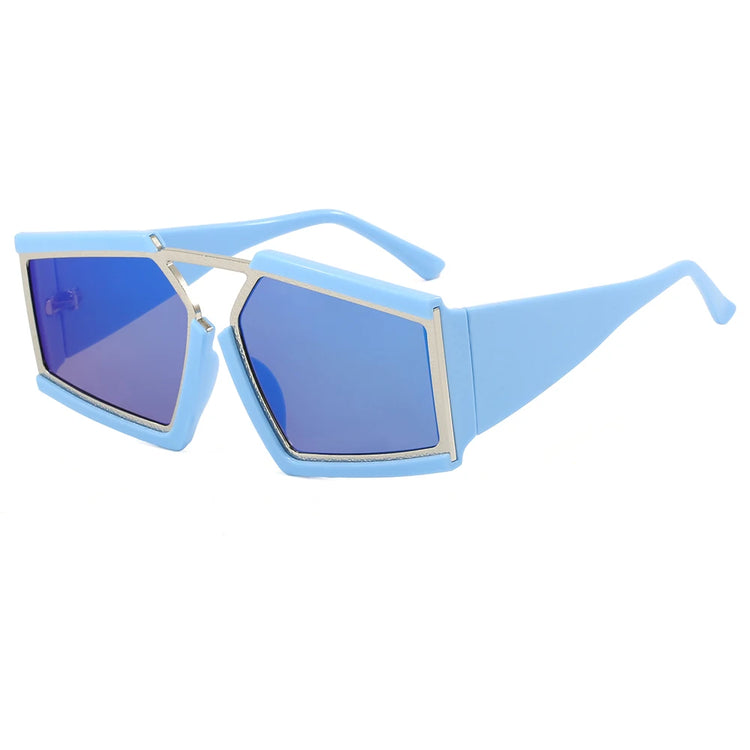 MITCHELL OVERSIZED UNISEX UV400 BOLD RECTANGULAR FRAME SUNGLASSES