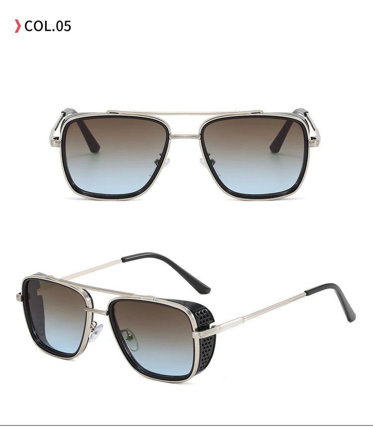 ISHMAEL UV400 MEN'S FLAT TOP SQUARE FRAME SUNGLASSES