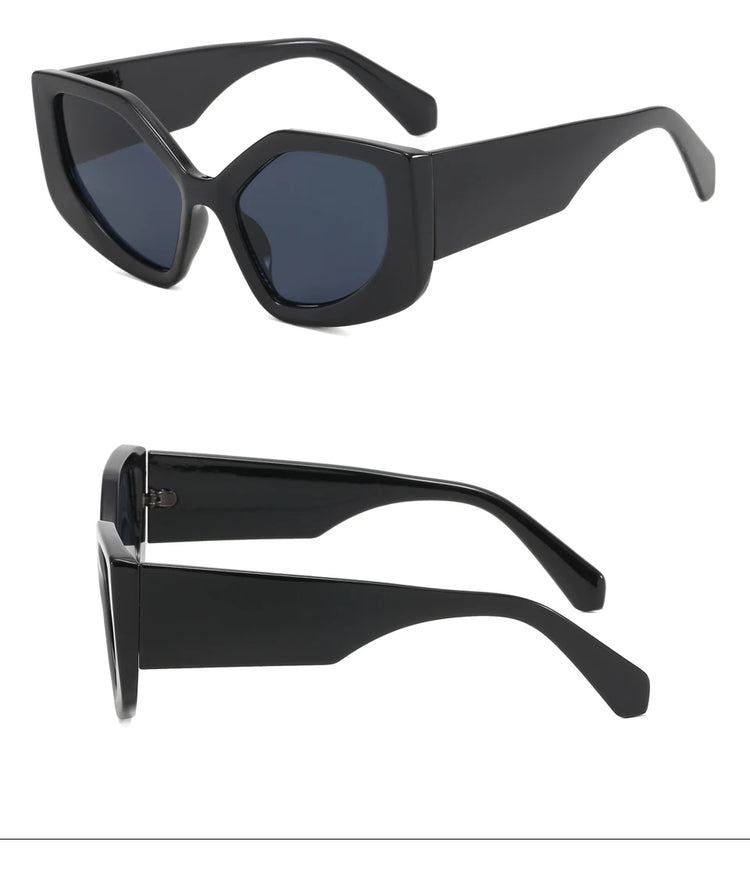 LAILA UNISEX OVERSIZED POLYGON CAT EYE UV400 CHUNKY FRAME SUNGLASSES