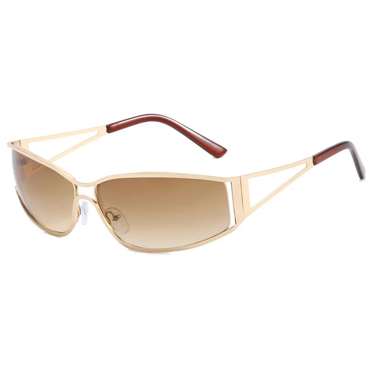 CORRIE UV400 WOMENS RECTANGULAR METAL SHIELD FRAME SUNGLASSES
