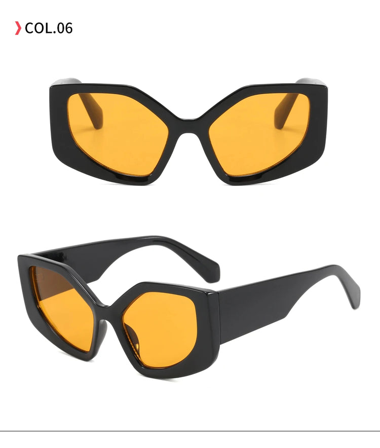 LAILA UNISEX OVERSIZED POLYGON CAT EYE UV400 CHUNKY FRAME SUNGLASSES