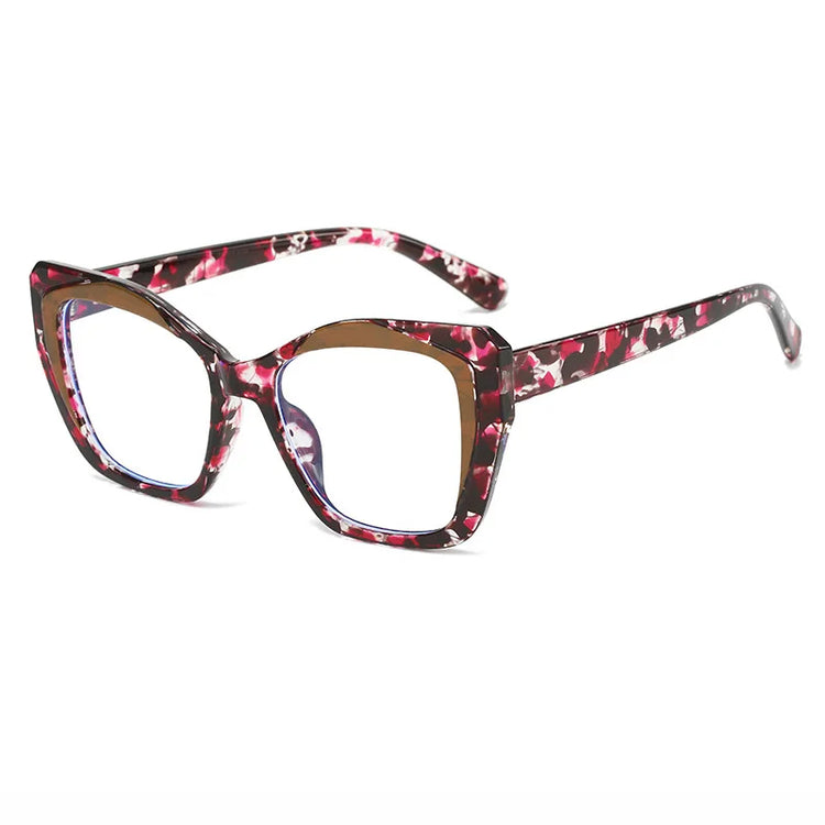 MARIA WOMEN'S TWO-TONE ANTI BLUE LIGHT CAT EYE FRAME GLASSES