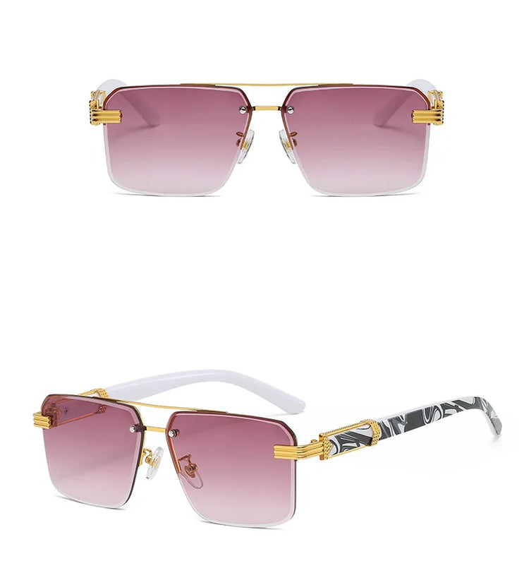 Pierre Unisex Rimless Square UV400 Sunglasses