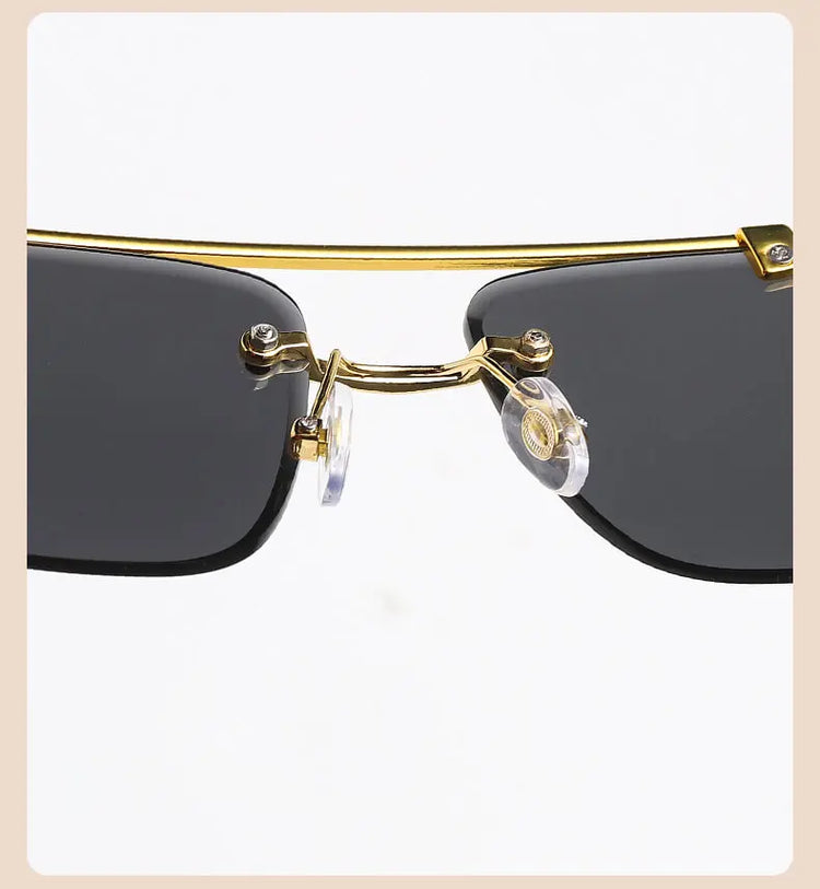 Kiran Rimless Unisex Wood Temple Detail Sunglasses
