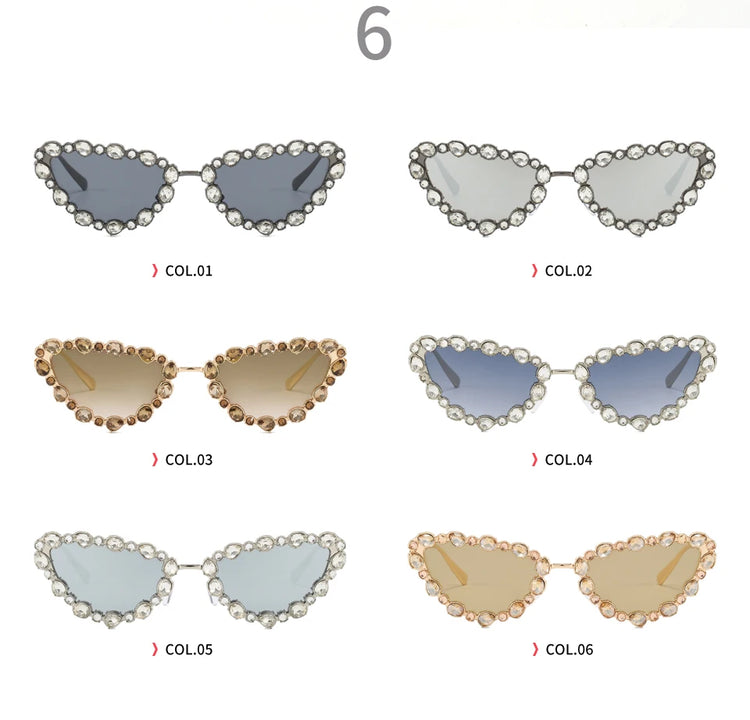 SHAREEN WOMEN'S RHINESTONE DETAILED CAT EYE FRAME SUNGLASSES