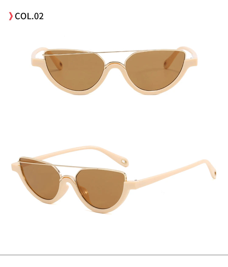 Bianca Womens UV400 Y2K Gold Detail Oval Half Frame Fashion Sunglasses