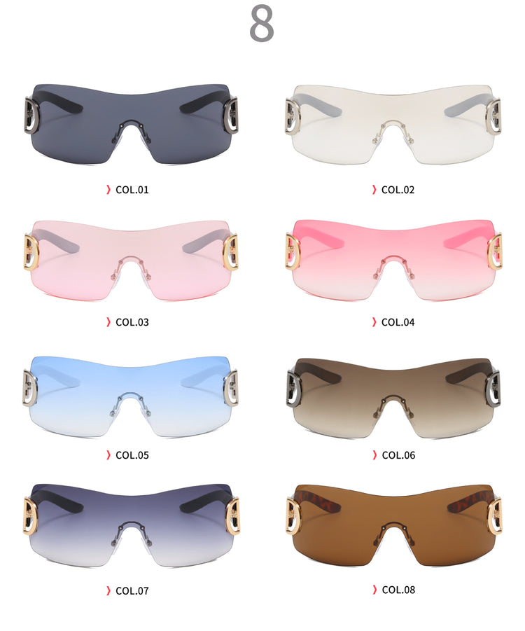 SHIVONNE UNISEX Y2K OVERSIZED RIMLESS GRADIENT UV400 SUNGLASSES