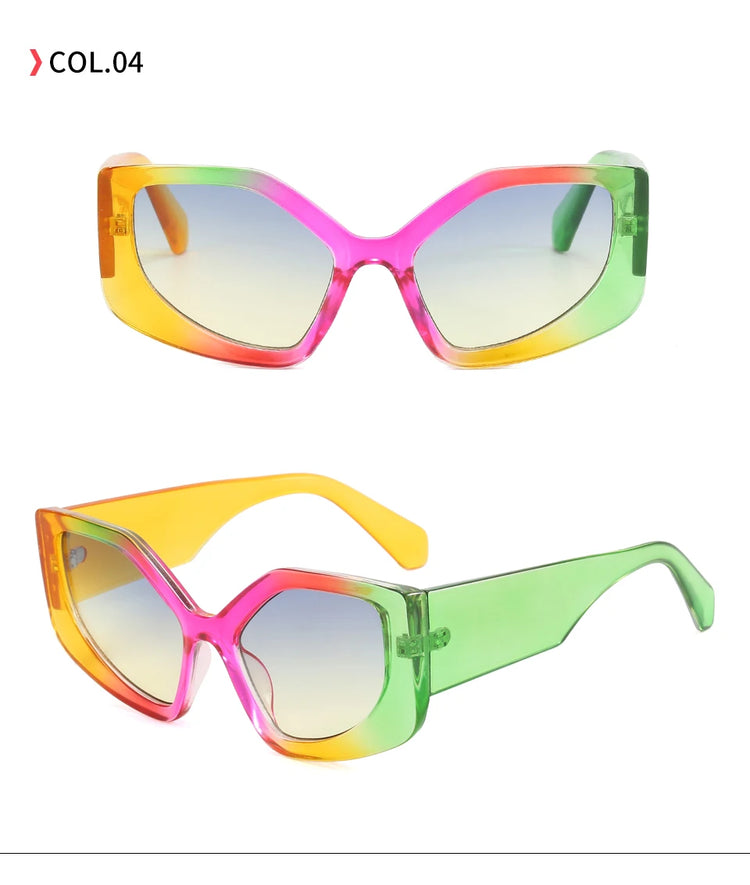 LAILA UNISEX OVERSIZED POLYGON CAT EYE UV400 CHUNKY FRAME SUNGLASSES