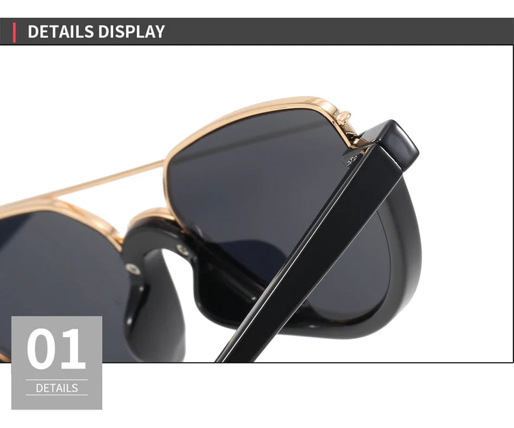 Bianca Womens UV400 Y2K Gold Detail Oval Half Frame Fashion Sunglasses
