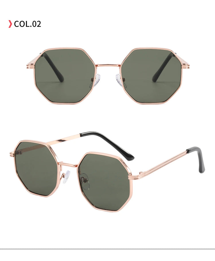 Rune Unisex UV400 Octagonal Metal Frame Sunglasses