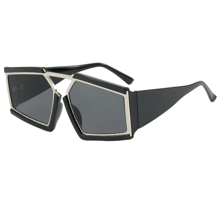 MITCHELL OVERSIZED UNISEX UV400 BOLD RECTANGULAR FRAME SUNGLASSES