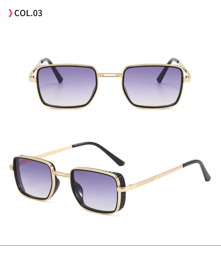 MACKENZIE UV400 UNISEX RETRO RECTANGLE METAL FRAME SUNGLASSES