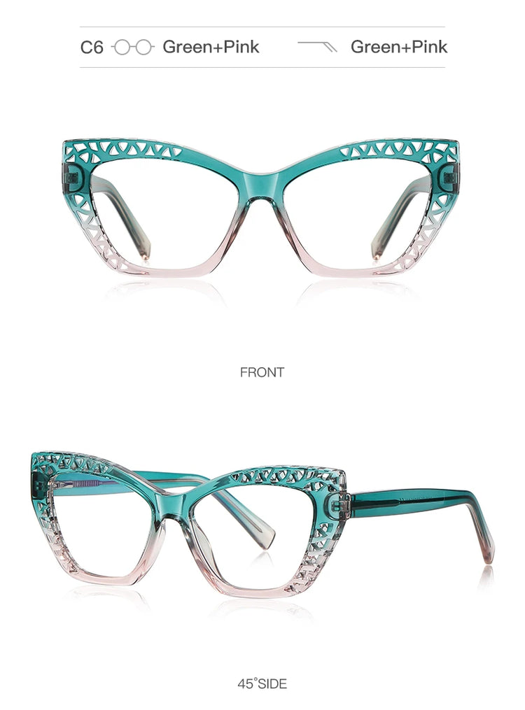 ROBYN WOMEN'S ANTI BLUE LIGHT LASER CUT DETAIL CAT EYE FRAME GLASSES