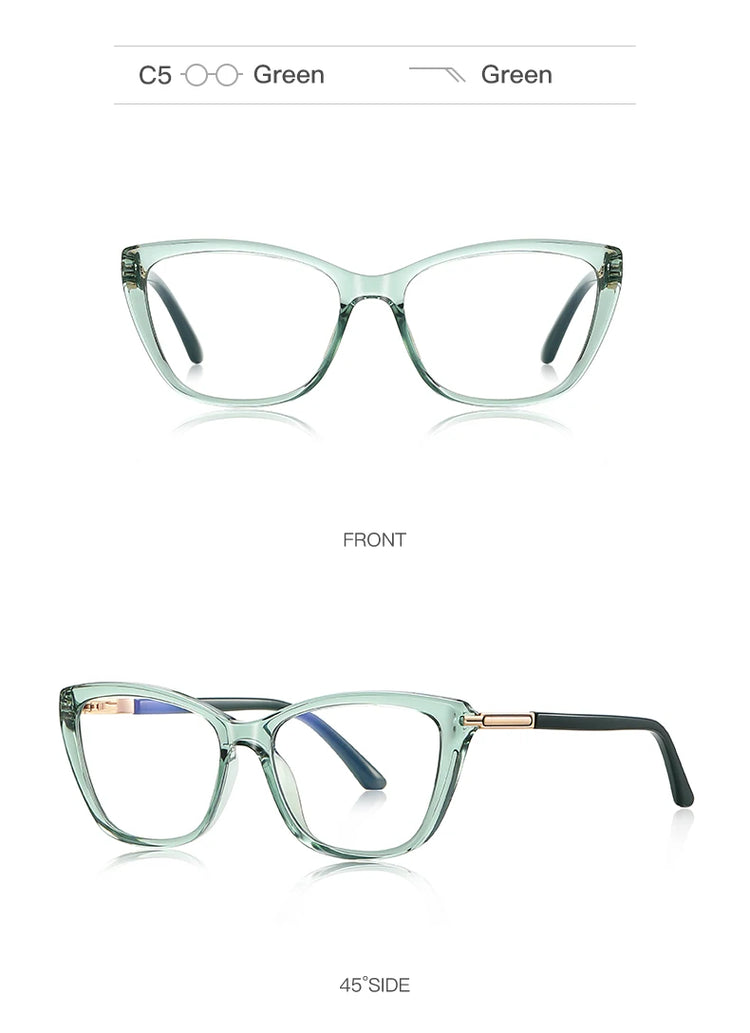 Muse Women's Transparent Anti-Blue Light Cat-Eye Glasses