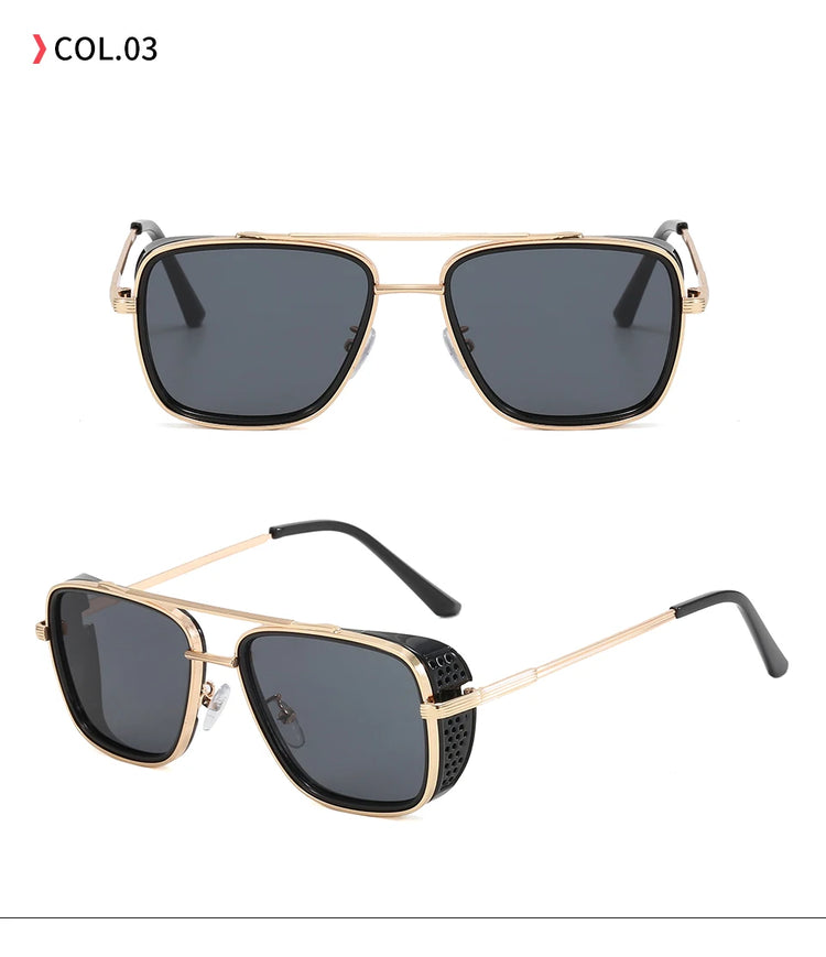 ISHMAEL UV400 MEN'S FLAT TOP SQUARE FRAME SUNGLASSES