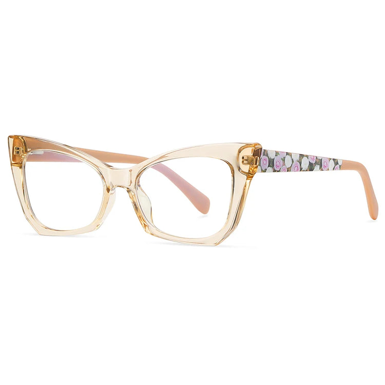KENDRA WOMEN'S RETRO PRINTED ANTI BLUE LIGHT CAT EYE FRAME GLASSES