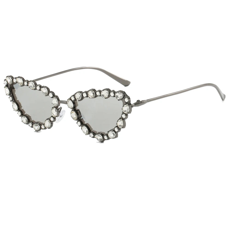 SHAREEN WOMEN'S RHINESTONE DETAILED CAT EYE FRAME SUNGLASSES