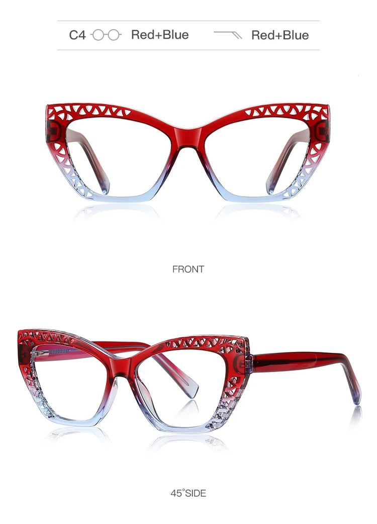 ROBYN WOMEN'S ANTI BLUE LIGHT LASER CUT DETAIL CAT EYE FRAME GLASSES