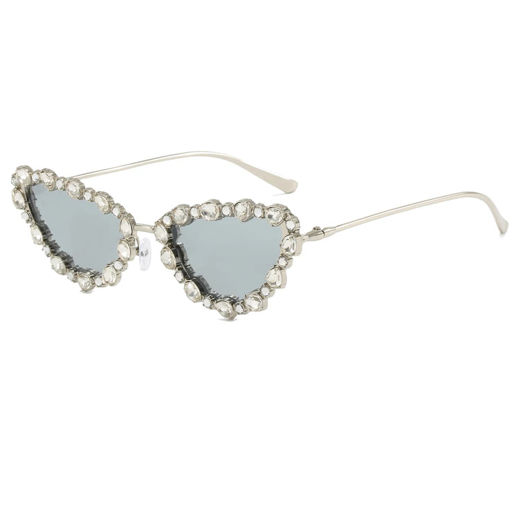 SHAREEN WOMEN'S RHINESTONE DETAILED CAT EYE FRAME SUNGLASSES