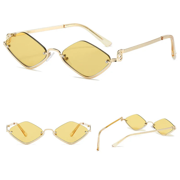 Aura Women's Small Retro Diamond Lens Sunglasses