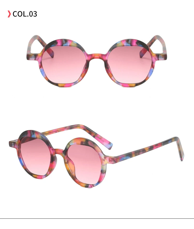 HUGHES WOMENS RETRO ROUND FRAME UV400 SUNGLASSES