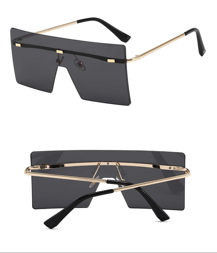 RAQUELLE Women's Oversized Rimless Square Shield Sunglasses