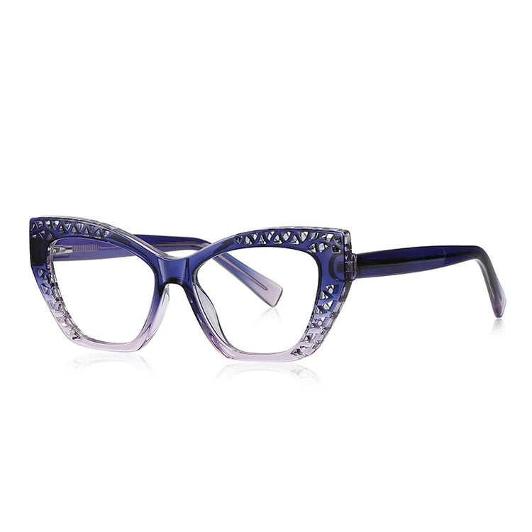 ROBYN WOMEN'S ANTI BLUE LIGHT LASER CUT DETAIL CAT EYE FRAME GLASSES
