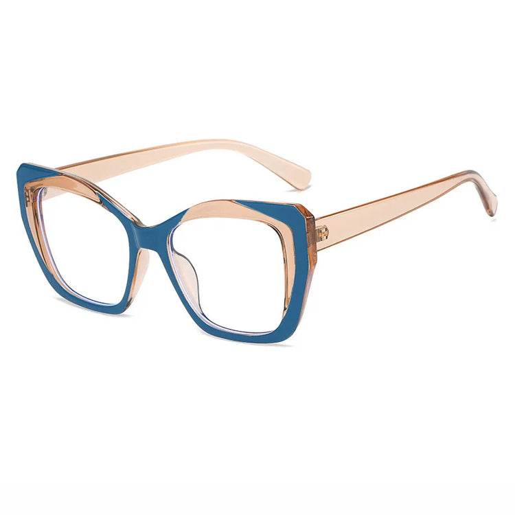 MARIA WOMEN'S TWO-TONE ANTI BLUE LIGHT CAT EYE FRAME GLASSES