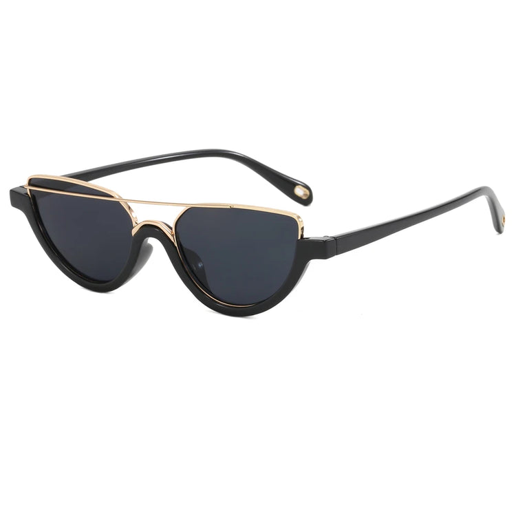Bianca Womens UV400 Y2K Gold Detail Oval Half Frame Fashion Sunglasses