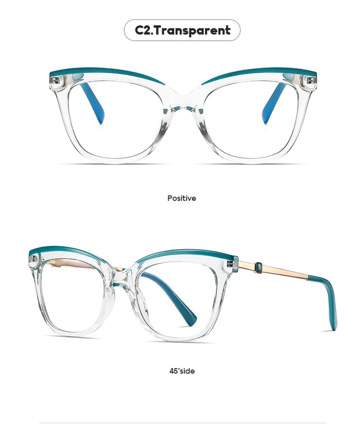 CELIN GOLD DETAIL ANTI BLUE LIGHT CAT EYE FRAME GLASSES