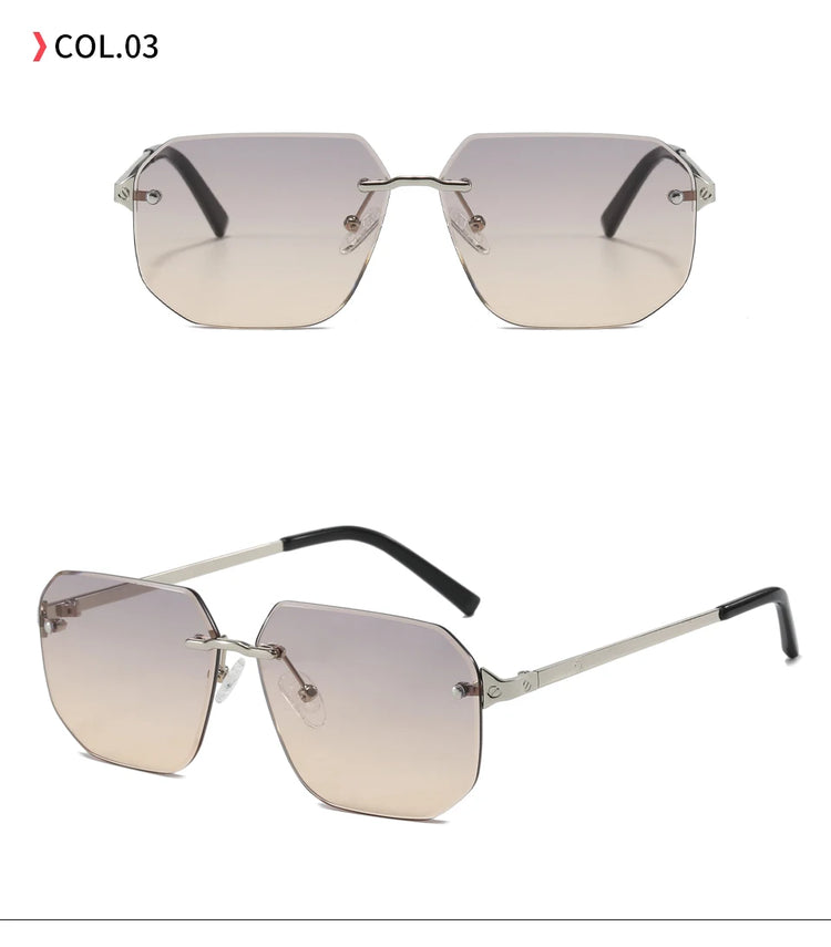 Matteo Unisex Rimless Oversized Square Sunglasses