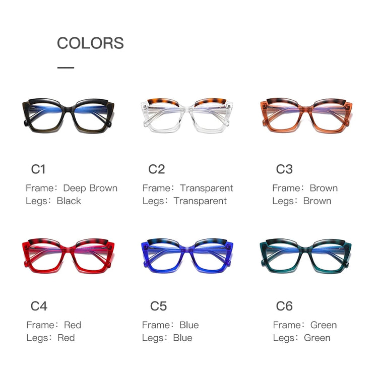 NICOLE TWO-TONE ANTI BLUE LIGHT CAT EYE FRAME GLASSES